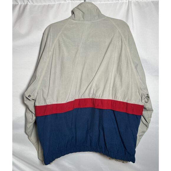 Vintage Dockers Golf Men’s Large Windbreaker Jacket Tan/Red/Blue 100% Nylon - Picture 8 of 14
